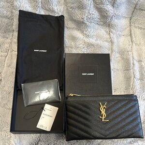 Ysl pouch monogramme black and gold